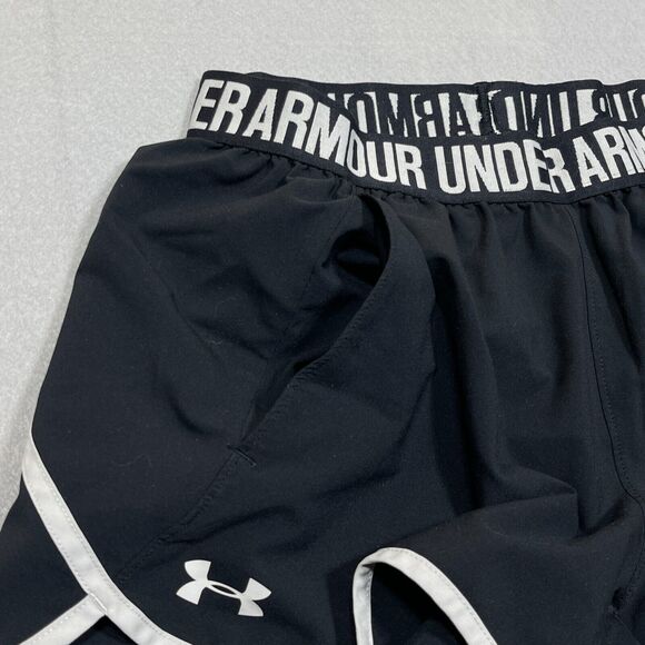 Under Armour Running Shorts XS Black White Athletic Underwear Logo Waistband - Picture 6 of 9